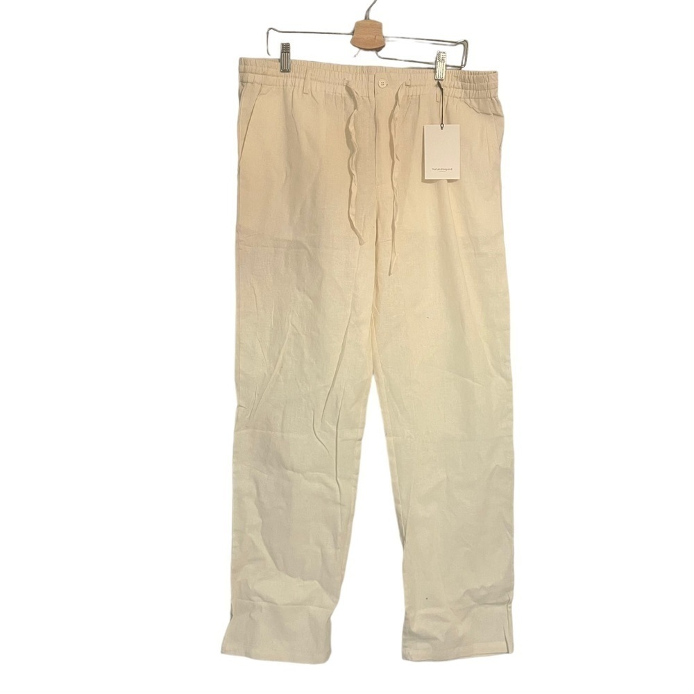 cream linen pant 2XL hatandbeyond drawstring beach resort natural minimalist